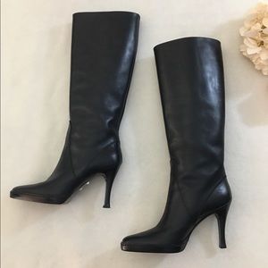 SPORTMAX Black leather platform heels boots EURO40